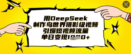 用DeepSeek制作鸟世界摄影级视频，引爆短视频流量，单日变现1k-3949网赚